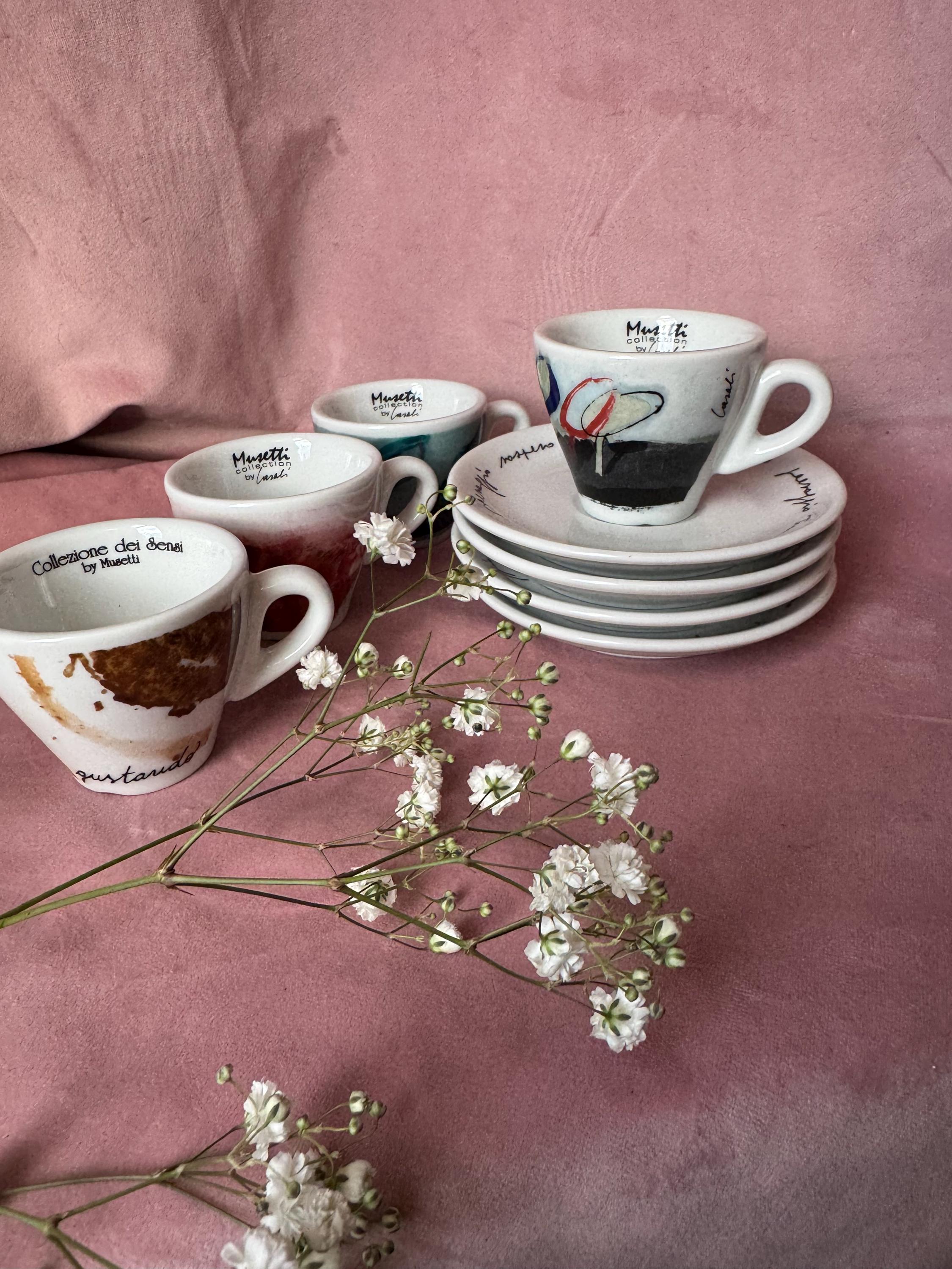 Very Pretty Espresso Cups With Saucer, Made in Italy,musetti