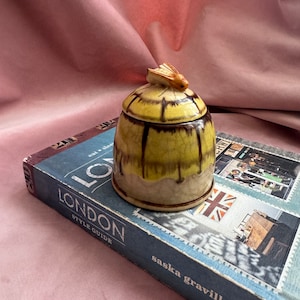 Beautiful unique Honey Pot with lid  Bee,hand made and painted.