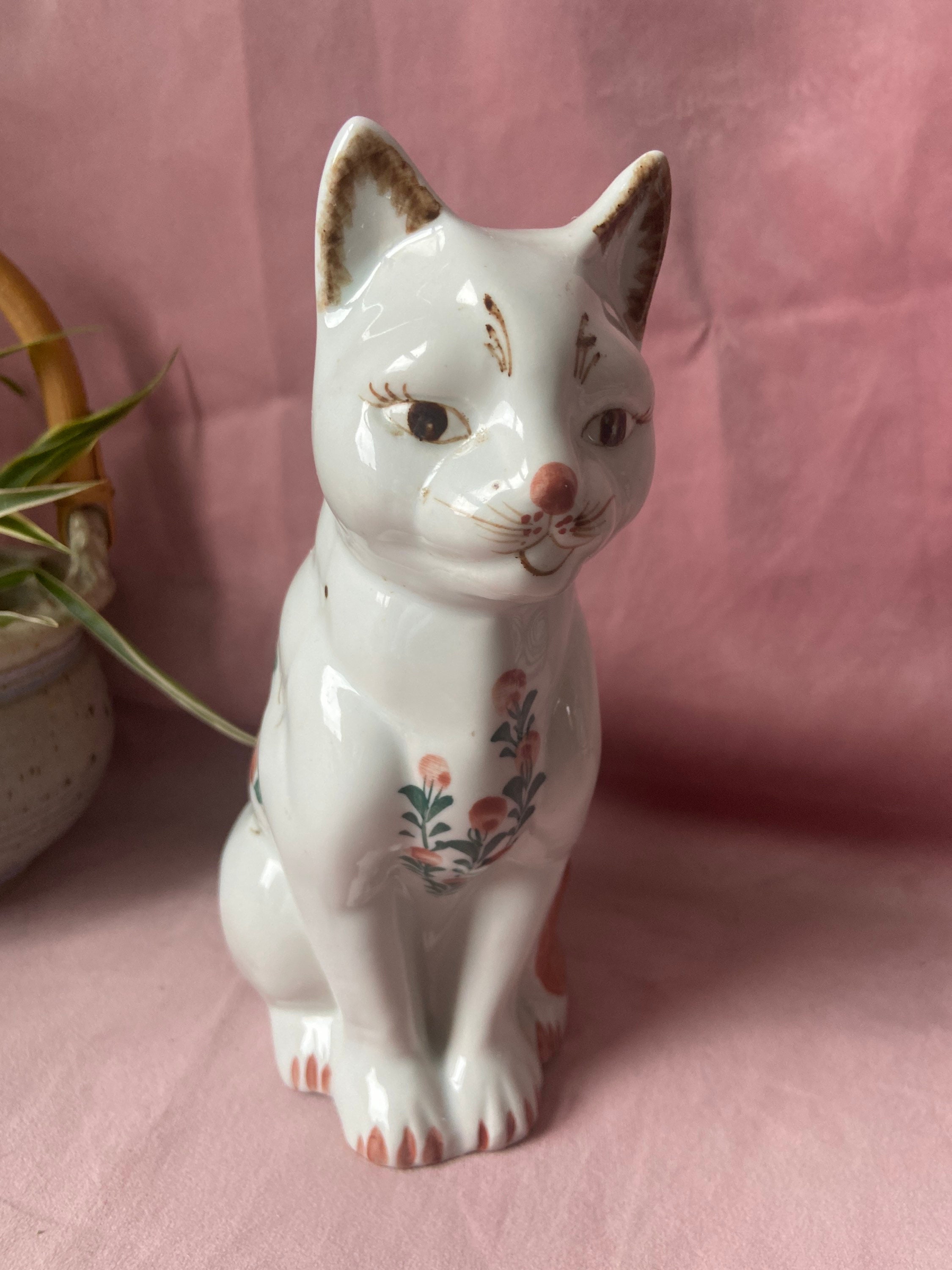 ヴィンテージ猫の置物、磁器の花の猫、 - Etsy 日本