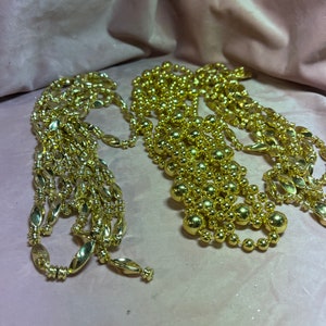Vintage set of 3  gold Garland Christmas Decor. Xmas Tree Decoration.