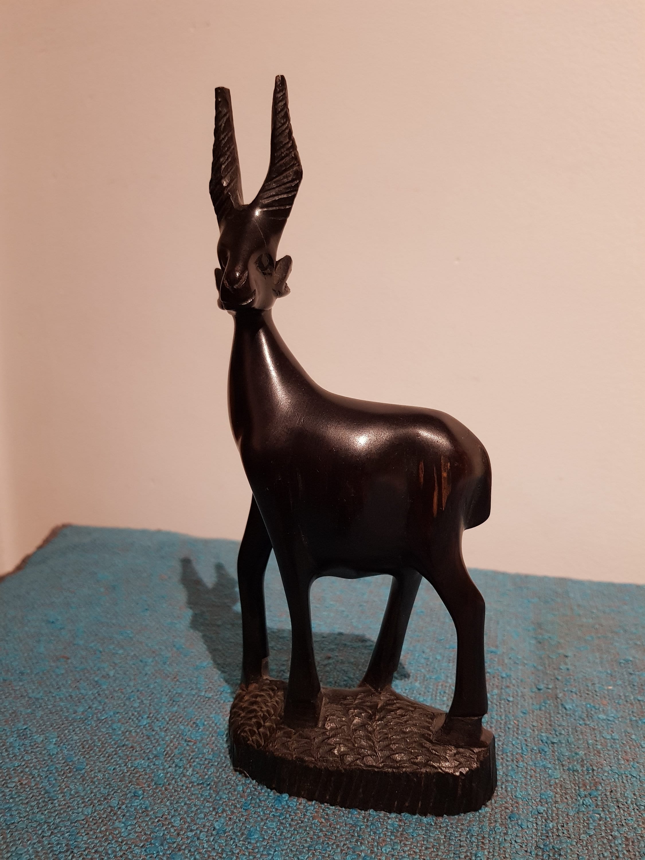 African Gazelle Sculpture Kenya Carved Wooden Wood Antelope Family