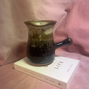Beautiful stoneware small milk jug,mug with handle.