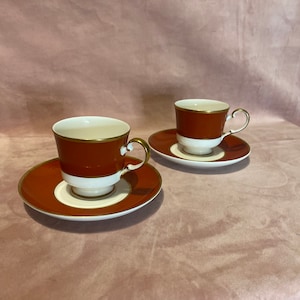 Vintage Egyptian Terracotta cups and saucers made in Japan.