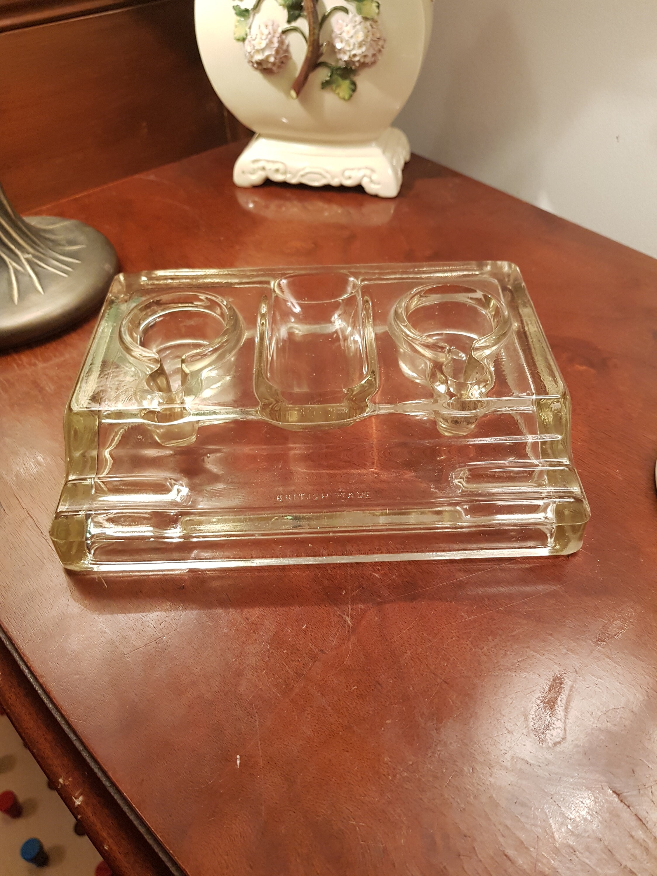 Vintage Inkwell in Glass, Antique Double Inkwell British Made. - Etsy ...