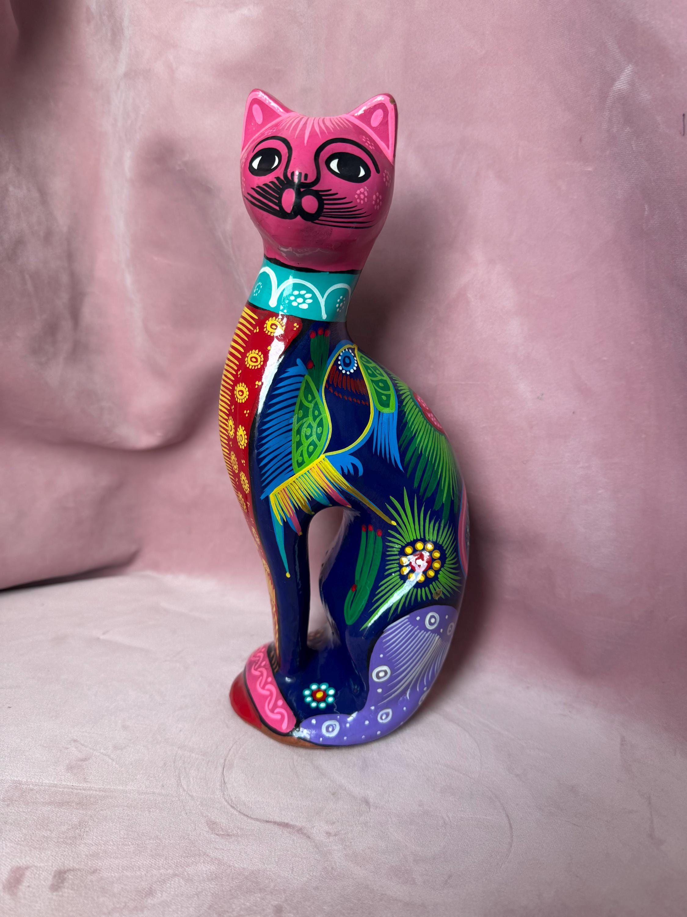 ヴィンテージメキシコ陶器猫貯金箱、磁器のカラフルな絵の猫、 - Etsy 日本