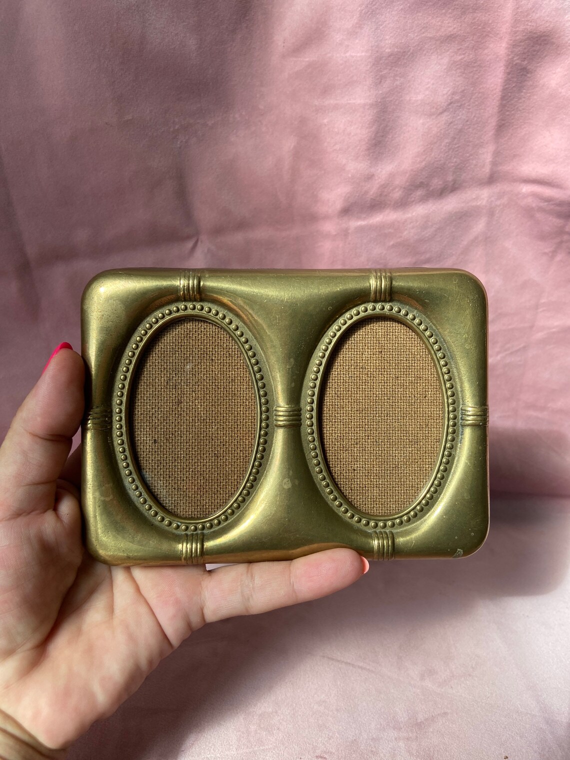 Vintage Beautiful brass double oval picture frame. Etsy