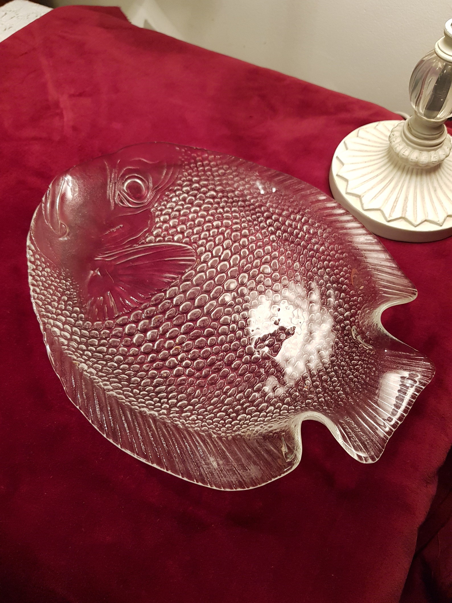 Arcoroc France Glass Fish Platter Plate Poisson Vintage Etsy