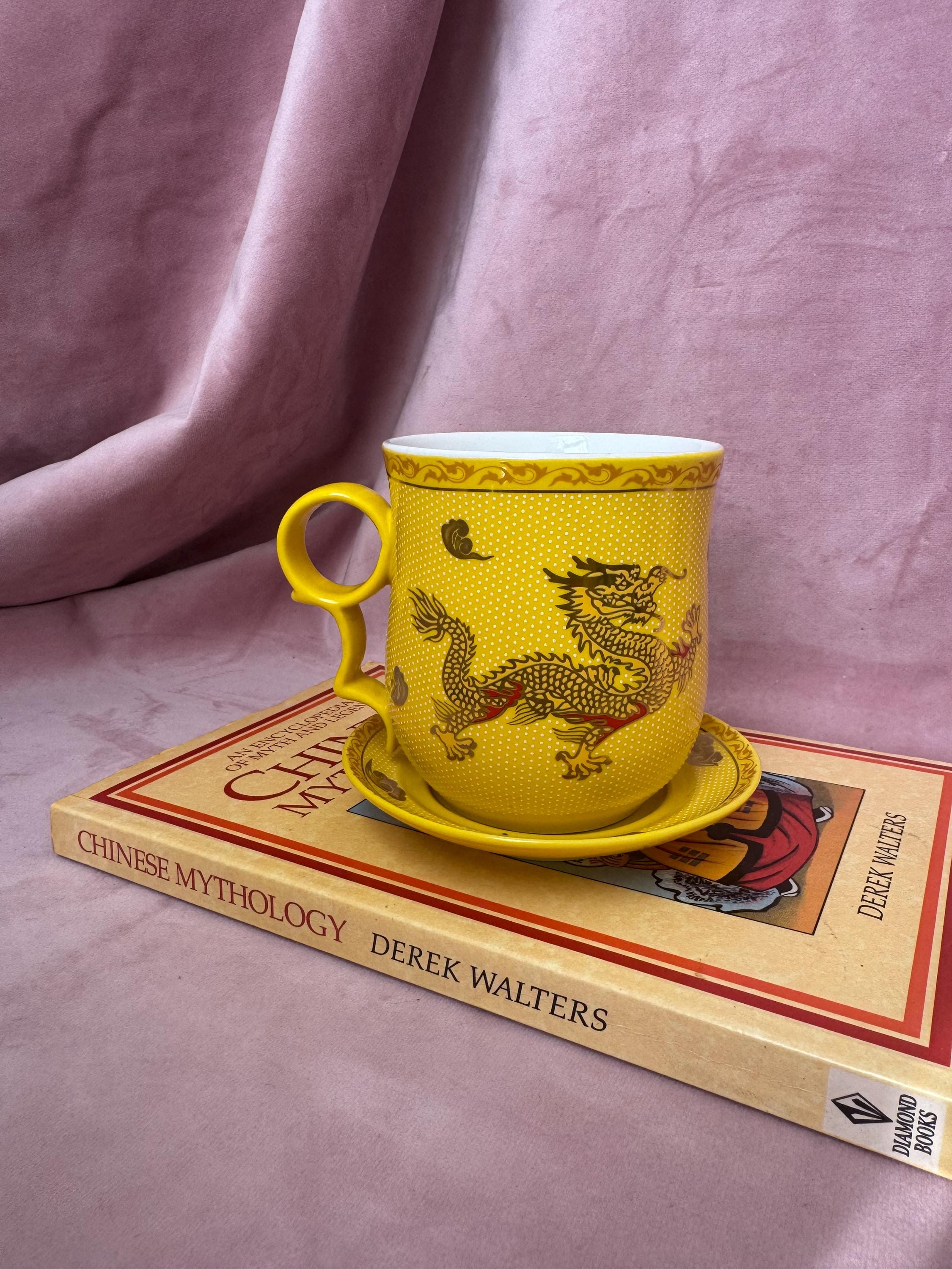 Vintage Chinese Yellow Tea Mug and Saucer With Gold Dragon. - Etsy