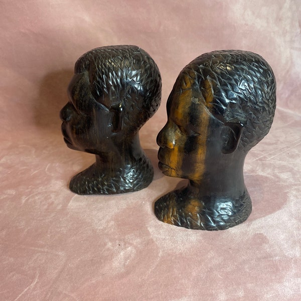 Vintage African pair tribal wooden wstatuette.