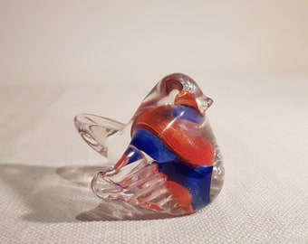Vintage Hand blown Glass Bird.Art Glass Paperweight.