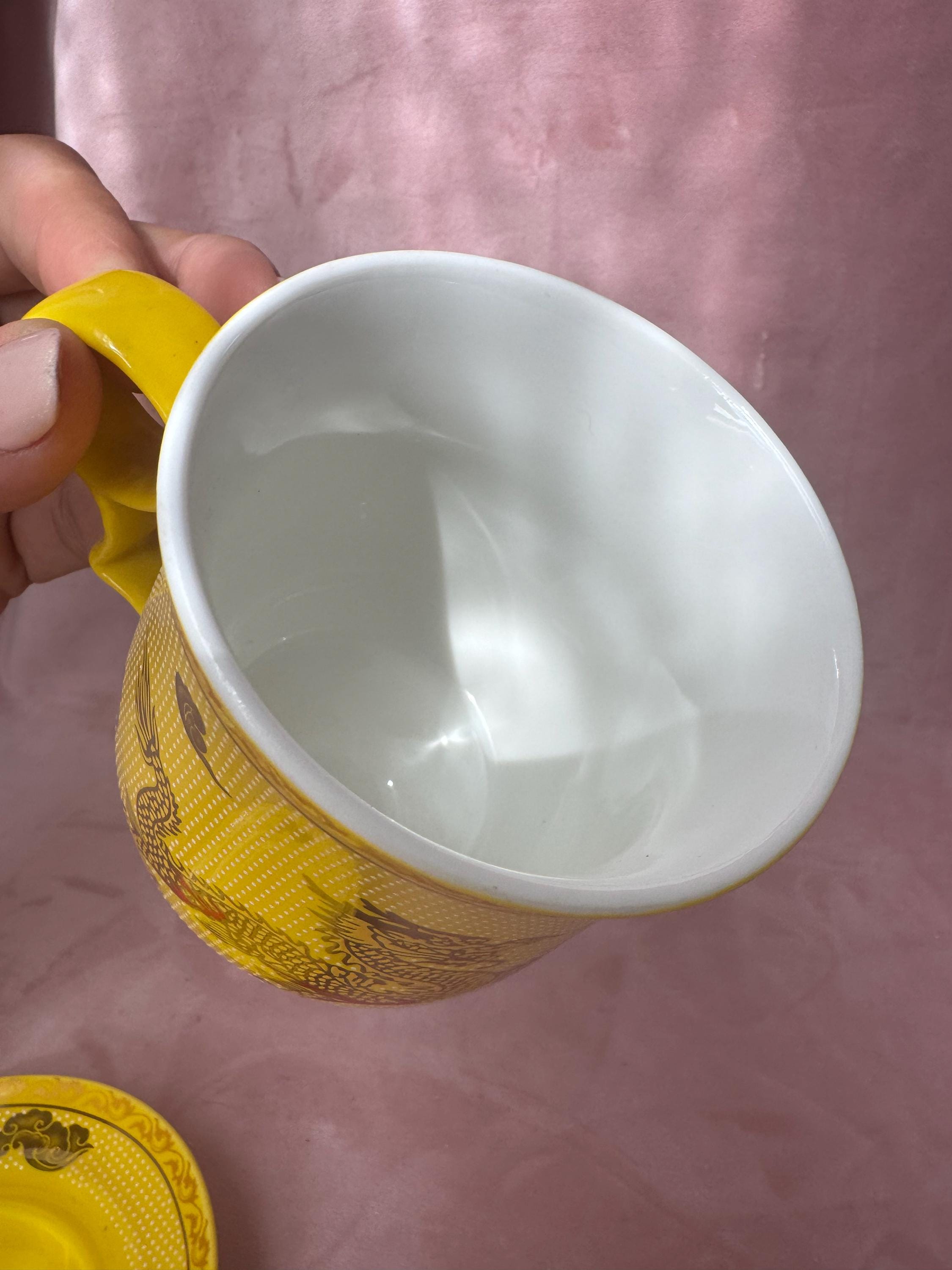 Vintage Chinese Yellow Tea Mug and Saucer With Gold Dragon. - Etsy