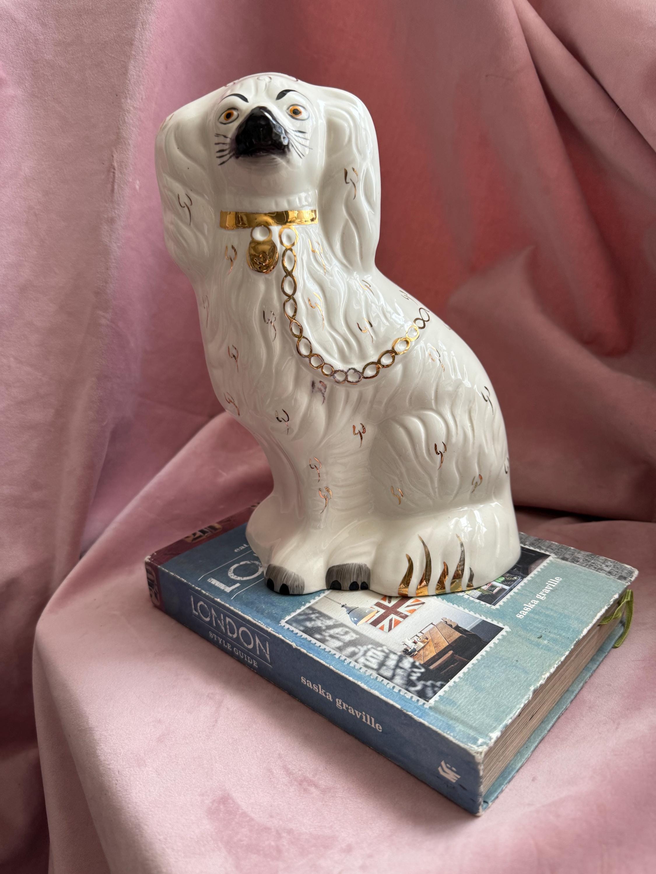 Unique Beswick White Dog With Black Nouse.gold Ornaments. - Etsy