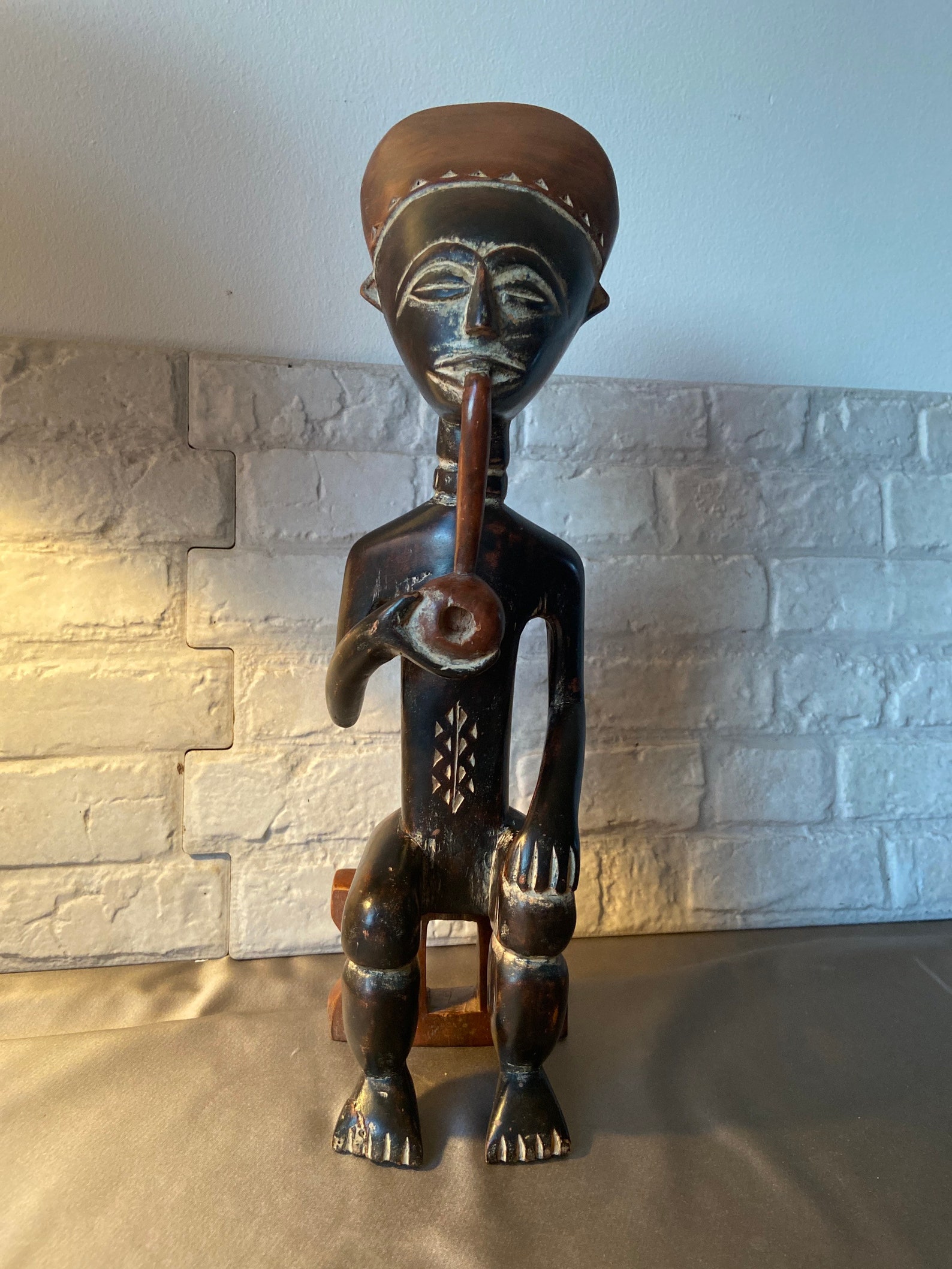 Large Wooden figurine of a black man with a pipe. Etsy