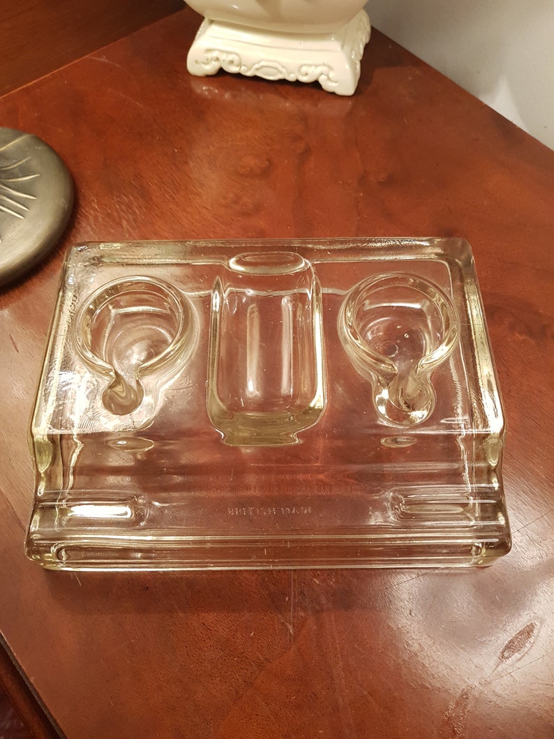Vintage Inkwell in Glass Antique Double Inkwell British Made. Etsy
