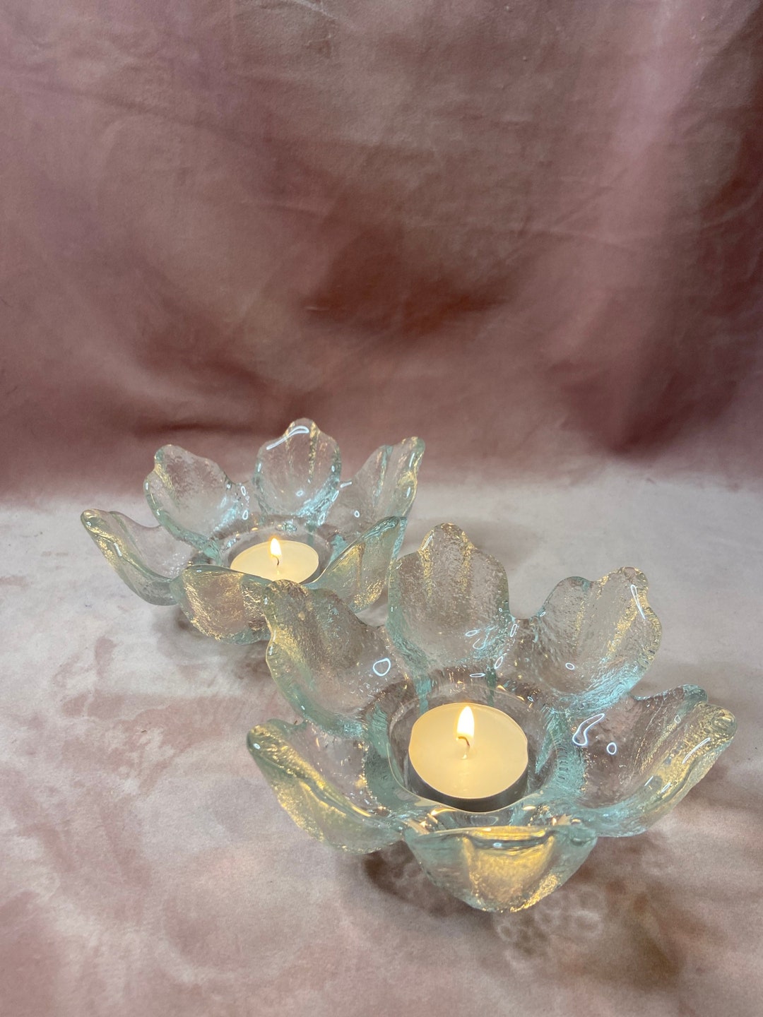 Vintage Candle Holders ,sunflower Design,sweden Kosta Broda - Etsy