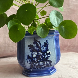 Vintage Staffordshire blue plant pot.