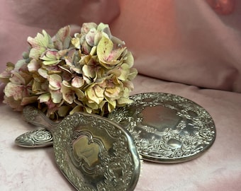 Ornate Silver-Tone Three-Piece Vanity Hair Set - Silver Ornate Silver Brush, Comb & Mirror Vanity Set  main image 4