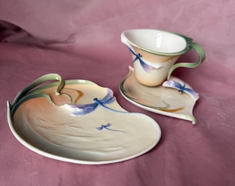 Beautiful Franz Set Cup ,saucer,dessert Plate Dragonfly FZ00028