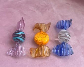 Vintage set of 3 iMurano Glass Candies,Sweet Ornaments ,Christmas decorations.