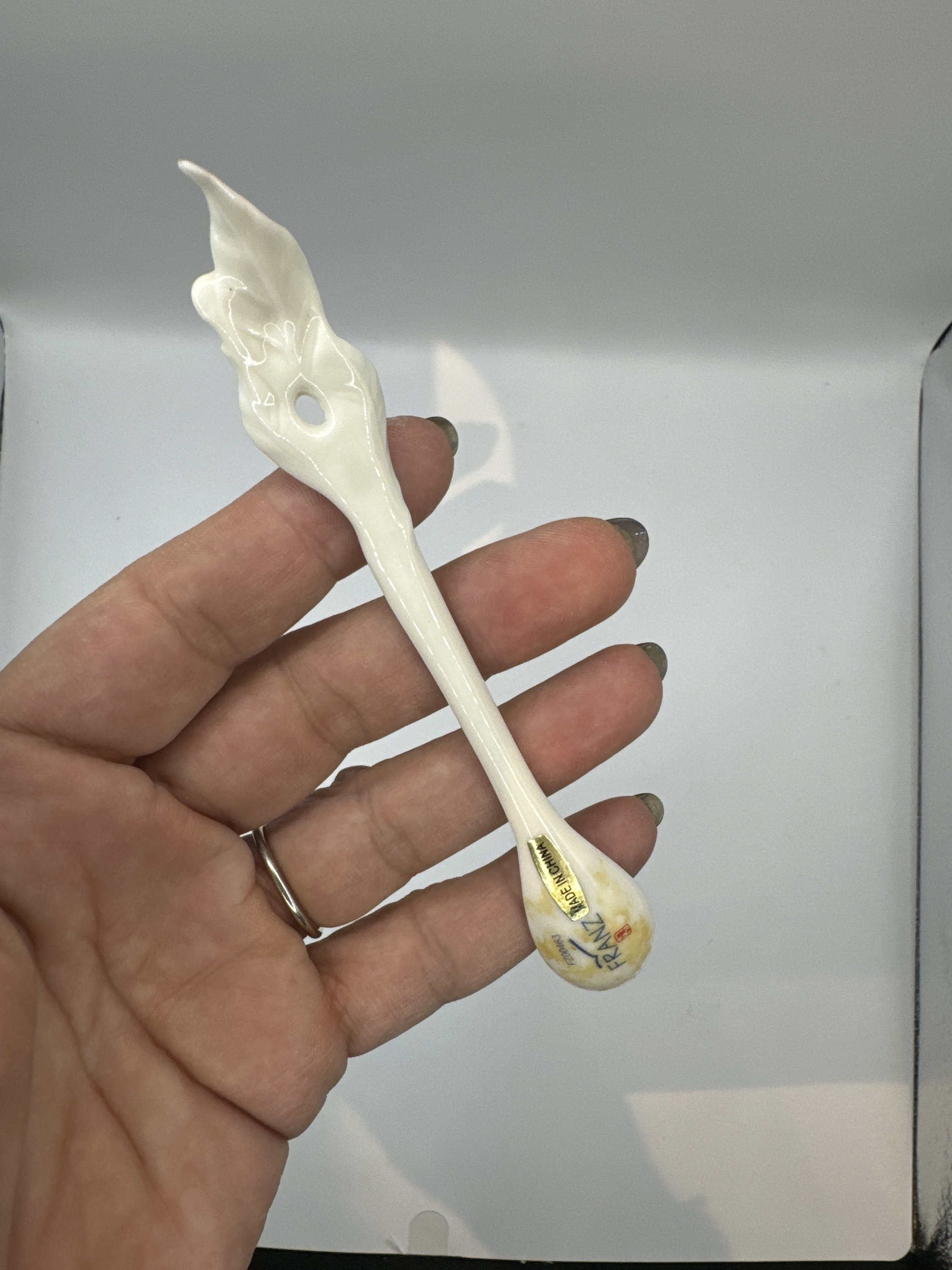 Beautiful Franz Porcelain Clove Spoon, Fz00463,porcelain Flower