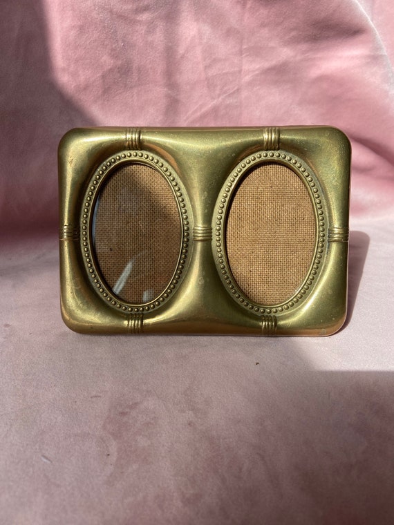 Vintage Beautiful brass double oval picture frame. Etsy