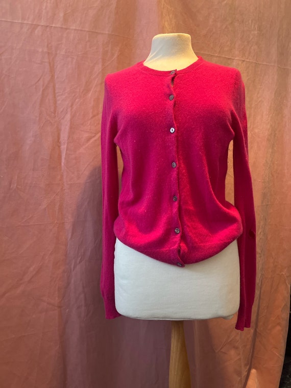 Vintage Pure 100% Cashmere cardigan size 14 pink c