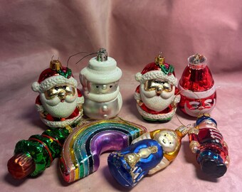 Beautiful set of 8 Christmas Tree Decorations. Handmade,hand painted.