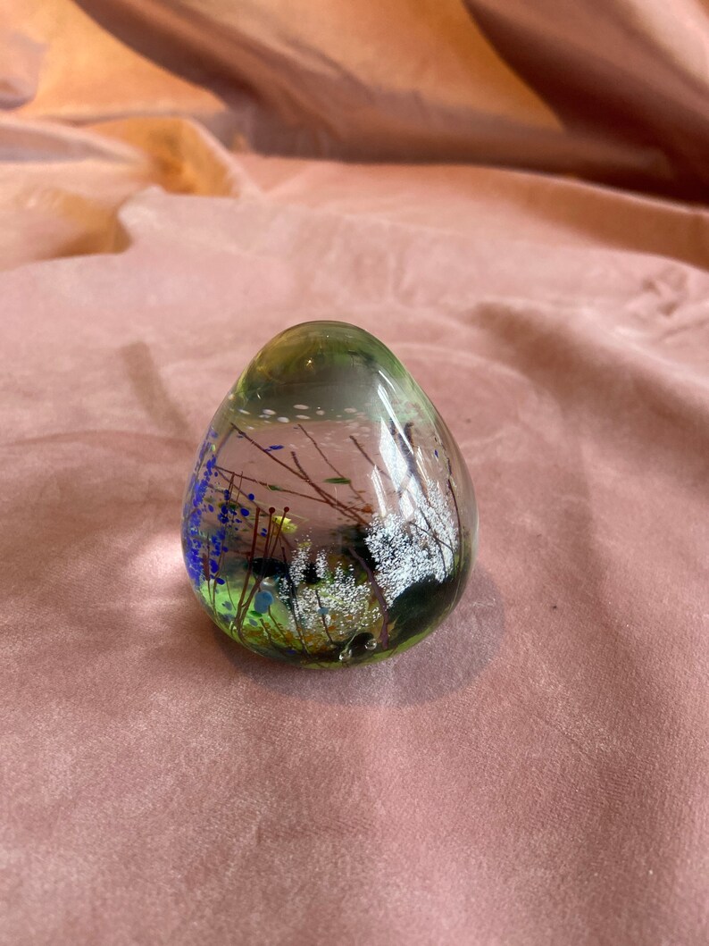 Vintage Glass Paperweight With Flowers Inside.paperweight With Etsy