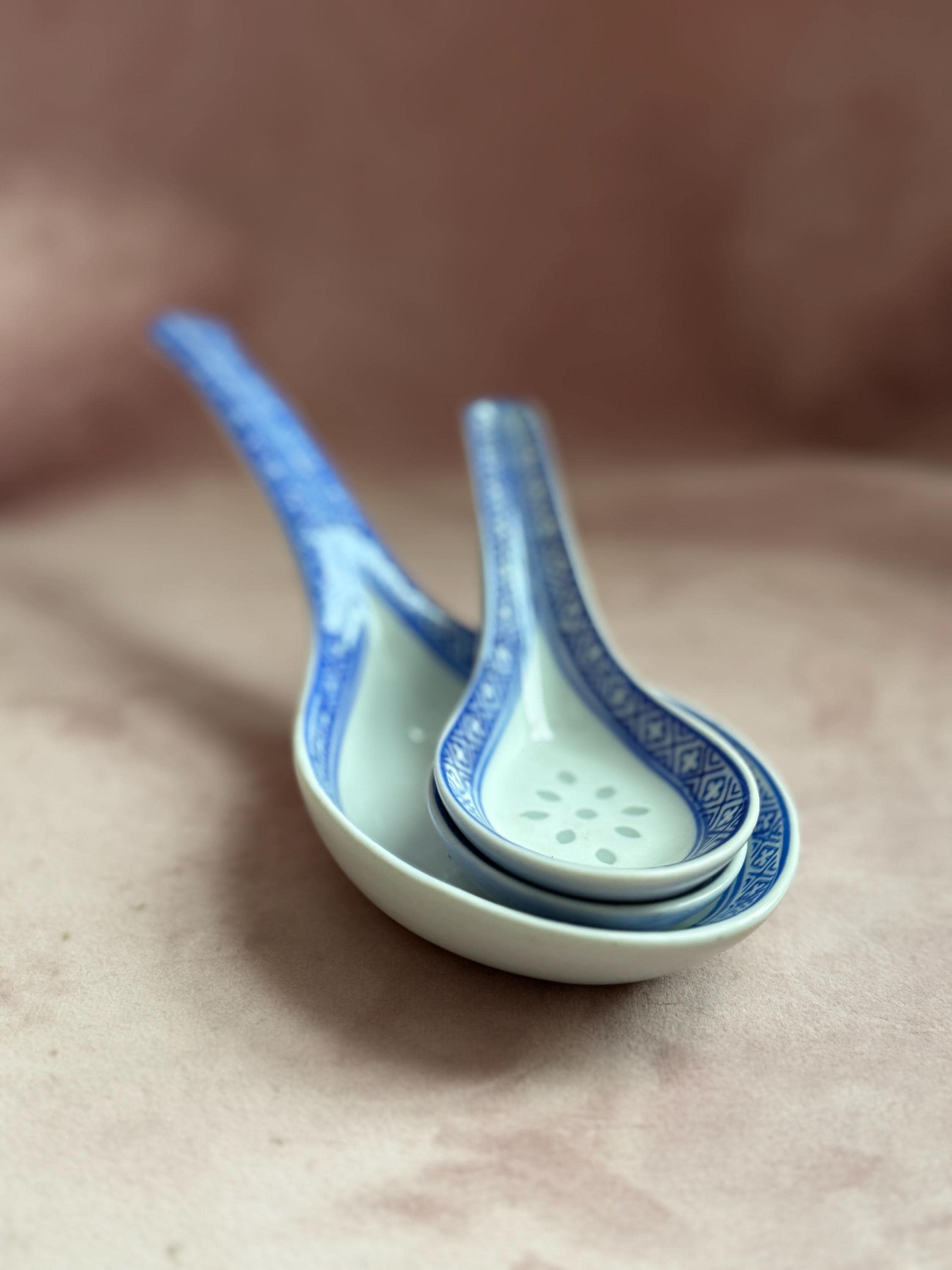 Vintage Set of 4 Chinese Blue & White Rice Grain Design Spoons. - Etsy