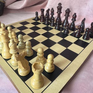 Vintage wooden  carved chess.
