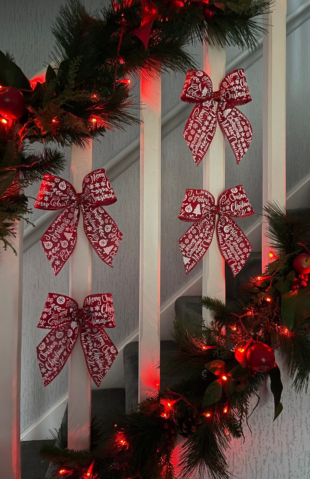 Christmas Wreath Bows Whimsical Christmas Decorations. Red and