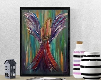 Cat Angel Wings Art Print: Pet Loss Memorial Gift