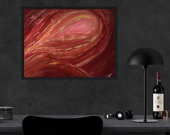 Moody Red Abstract Art Print: Dark Academia Decor