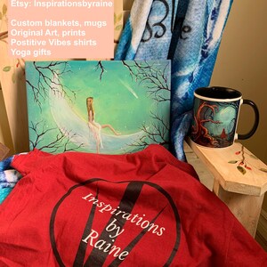 Please check out other art items available at Inspirations by Raine.  Original art on canvas, posters, prints on canvas, mugs, and blankets.  Some items are available with a personalization option. Whimsical, fantasy, abstract, animal artworks.