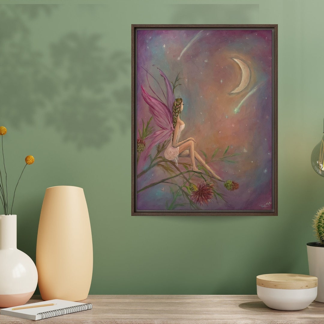 Fairy in the Moonlight Art Print Poster Whimsical Wall Art, Moon and ...