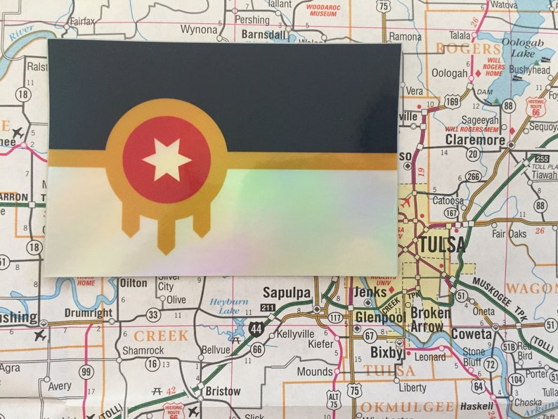 Holographic Tulsa Flag Sticker Etsy