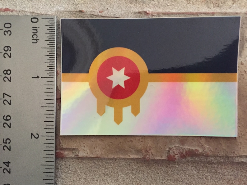 Holographic Tulsa Flag Sticker Etsy