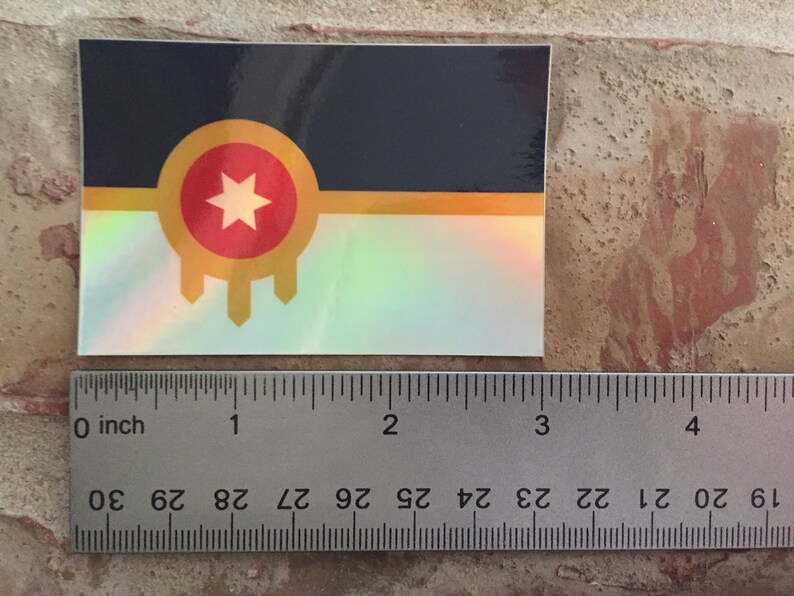 Holographic Tulsa Flag Sticker Etsy