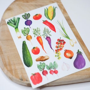 Postkarte Gemüse aus Aquarell, Gartenfreunde, Gemüseliebhaber, Küchendeko, Danke, Geschenk, Wasserfarbe, Gruß, Karte handgemacht, modern