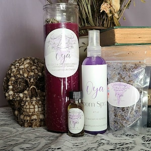 The Orisha Collection- Das Komplette Set für Oya Alle Produkte BLESSED: Öl, Raumspray, Bad, 7 Tage Kerze Ritualzauber-Magiköl