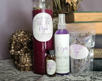 The Orisha Collection- The Complete Set for Oya All Items BLESSED: Oil, Room Spray, Bath, 7 Day Candle Ritual Spell Magick Oil