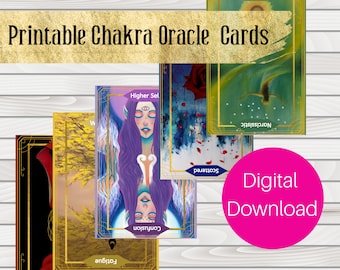 Carte Oracle stampabili, mazzo digitale, affermazione, carta dei tarocchi, lettura dei chakra