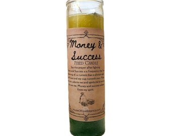 Money Spell Candle, Fixed Candles, Dressed with Herbs, Crown of Success