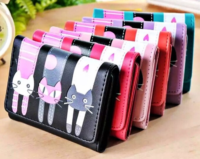 Cat Wallet Leather Wallet for Cat Lovers Card Wallet Pet Etsy