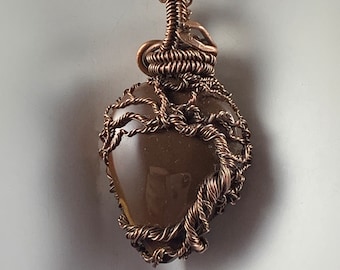 Hand made necklace - BROWN AGATE - Wire wrapped pendant
