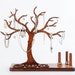 Decorative tree made of wood as a decorative jewelry stand, with ring holders and storage compartments for earrings, 100% handmade, for jewelry storage 