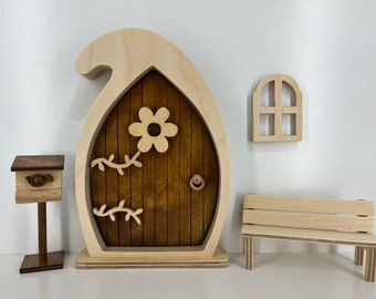 Fairy door "Pointed Hat", clear varnish, garden decoration, elf door, gnome house, gnome door, fairy garden, elf garden,