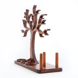 Wooden jewelry tree as a decorative jewelry stand, with ring holders and storage compartments for earrings, 100% handmade, for jewelry storage image 4