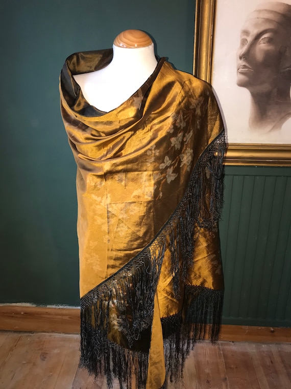 1920s silk piano shawl - Georgian or Art Deco (see