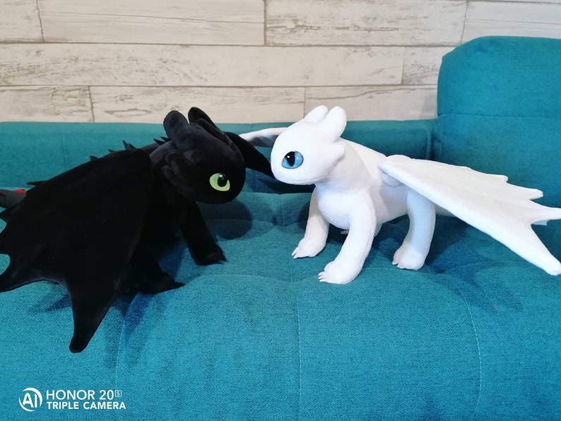 This pair 24 light fury & night fury toothless plush toy | Etsy